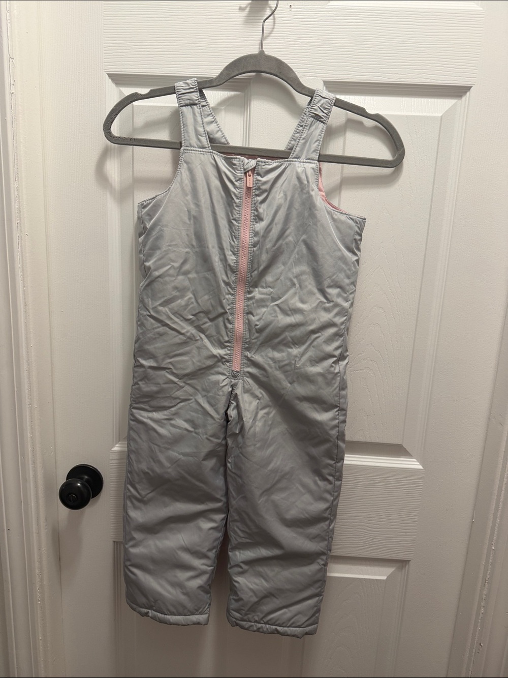 Old Navy Light Gray Kids Snow Bib with Pink Zipper